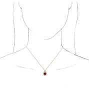 14K Rose Natural Mozambique Garnet & 1/3 CTW Natural Diamond 16-18" Necklace