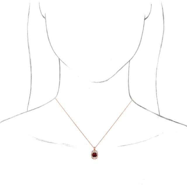 14K Rose Natural Mozambique Garnet & 1/3 CTW Natural Diamond 16-18" Necklace