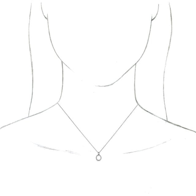 14K White Initial O Dangle 18" Necklace