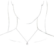 Platinum Initial R Dangle 18" Necklace