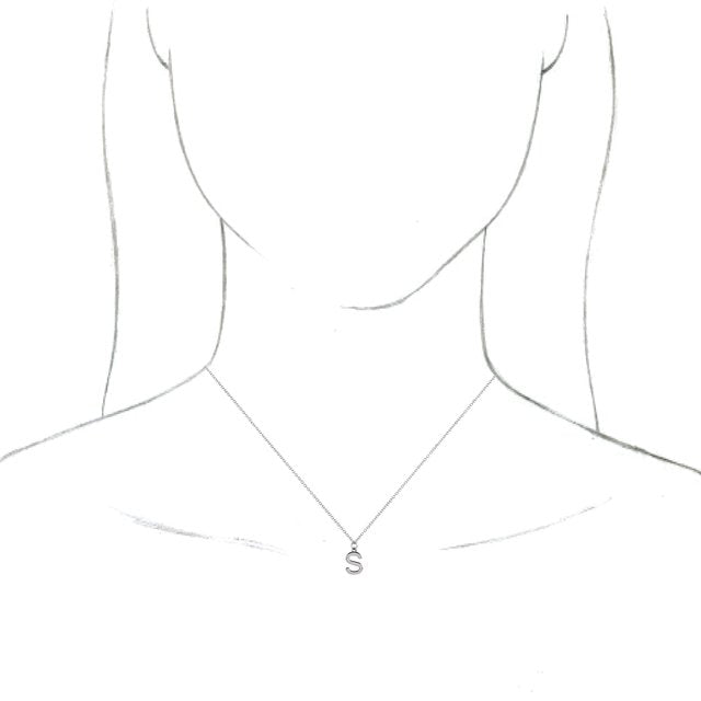 14K White Initial S Dangle 18" Necklace