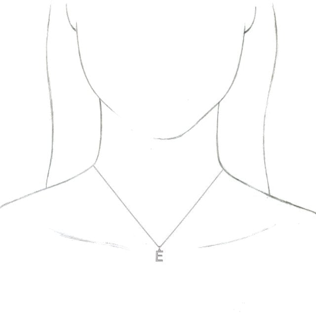 14K White Initial E Dangle 18" Necklace