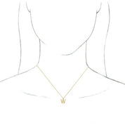 18K Yellow Gold-Plated Sterling Silver Initial W  Dangle 16" Necklace