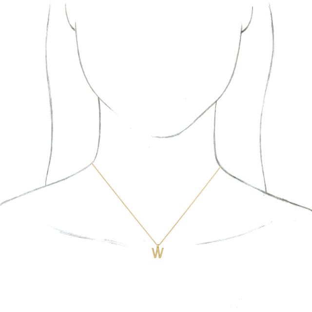 18K Yellow Gold-Plated Sterling Silver Initial W  Dangle 16" Necklace