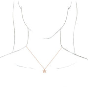 14K Rose Initial W Dangle 18" Necklace