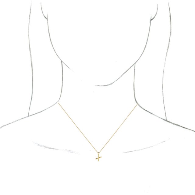 18K Yellow Gold-Plated Sterling Silver Initial X  Dangle 16" Necklace