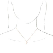 14K Rose Initial X Dangle 18" Necklace