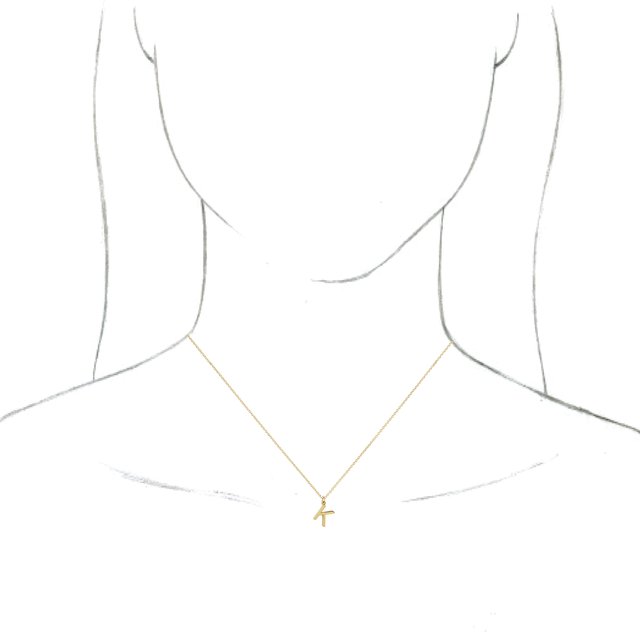 18K Yellow Gold-Plated Sterling Silver Initial K  Dangle 16" Necklace
