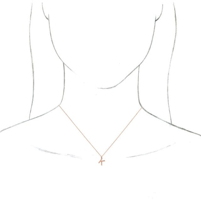 14K Rose Initial K Dangle 16" Necklace