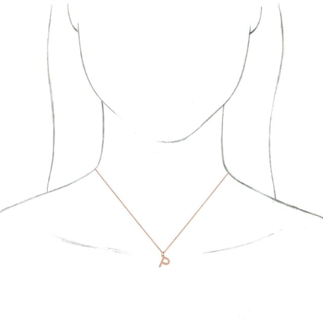 14K Rose Initial P Dangle 18" Necklace