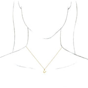 18K Yellow Gold-Plated Sterling Silver Initial U Dangle 18" Necklace