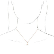 14K Rose Initial U Dangle 18" Necklace
