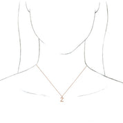 14K Rose Initial Z Dangle 18" Necklace
