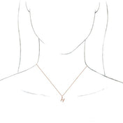 18K Rose Gold-Plated Sterling Silver Initial H  Dangle 16" Necklace