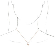 14K Rose Initial H Dangle 16" Necklace
