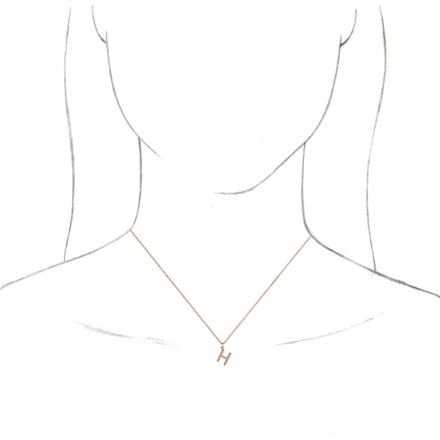 14K Rose Initial H Dangle 16" Necklace