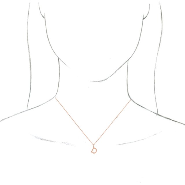 14K Rose Initial D Dangle 18" Necklace