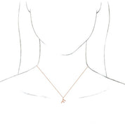 14K Rose Initial F Dangle 16" Necklace