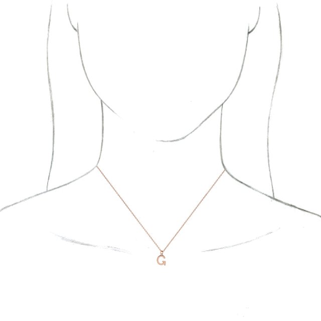 14K Rose Initial G Dangle 16" Necklace