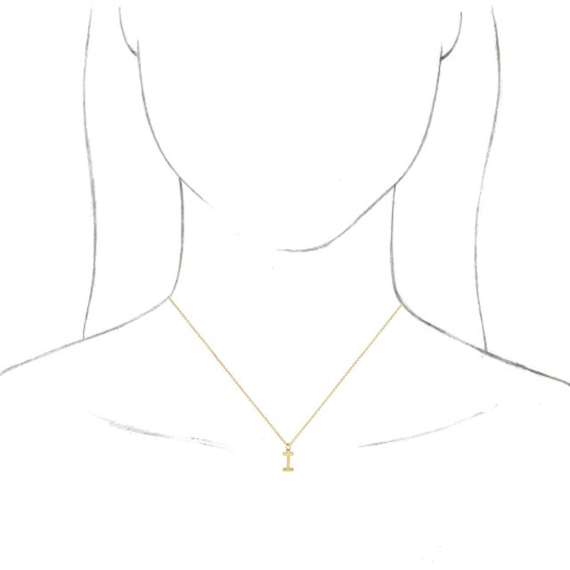 18K Yellow Gold-Plated Sterling Silver Initial I  Dangle 16" Necklace