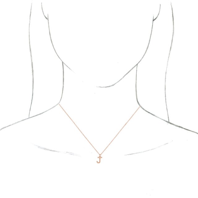 14K Rose Initial J Dangle 16" Necklace