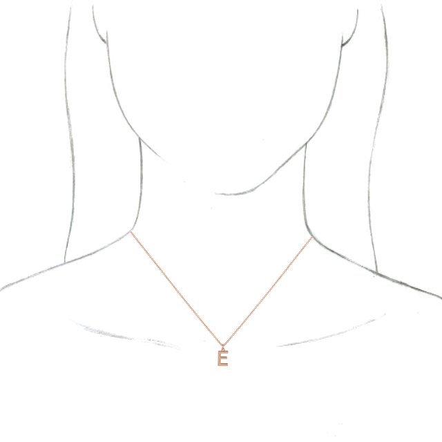 14K Rose Initial E Dangle 18" Necklace