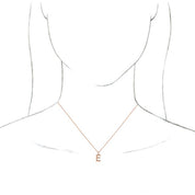 14K Rose Initial E Dangle 16" Necklace
