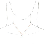 14K Rose Initial V Dangle 16" Necklace