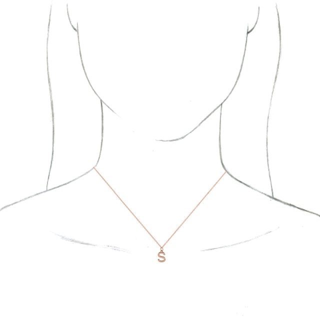 14K Rose Initial S Dangle 16" Necklace
