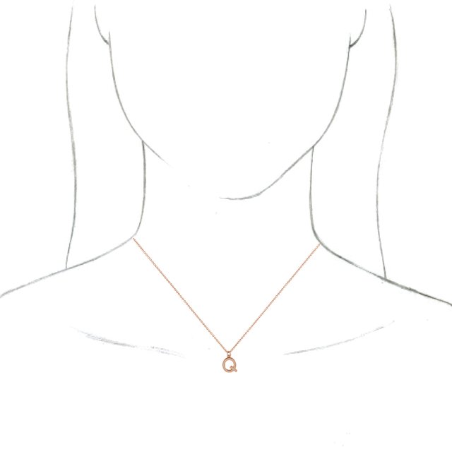 14K Rose Initial Q Dangle 16" Necklace