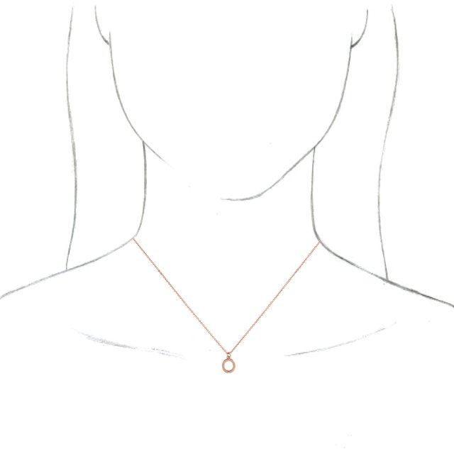 14K Rose Initial O Dangle 18" Necklace