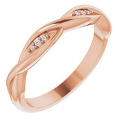 14K Rose .02 CTW Natural Diamond Stackable Twisted Ring