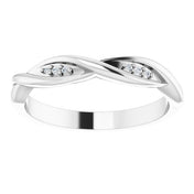 14K White .02 CTW Natural Diamond Stackable Twisted Ring
