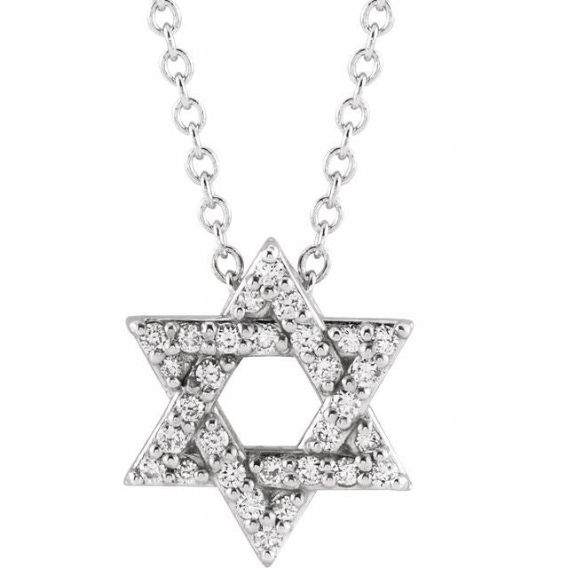 10 CTW Natural Diamond Star of David 16-18" Necklace