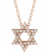 14K Rose 1/10 CTW Natural Diamond Star of David 16-18" Necklace