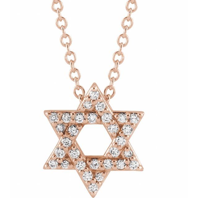 10 CTW Natural Diamond Star of David 16-18" Necklace