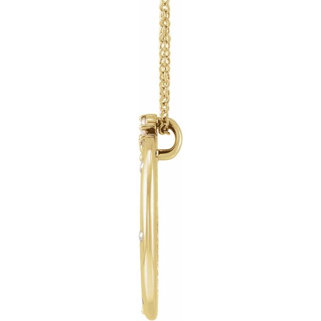 14K Lab-Grown Diamond Bezel-Set and Crescent Moon Necklace 16-18" Length