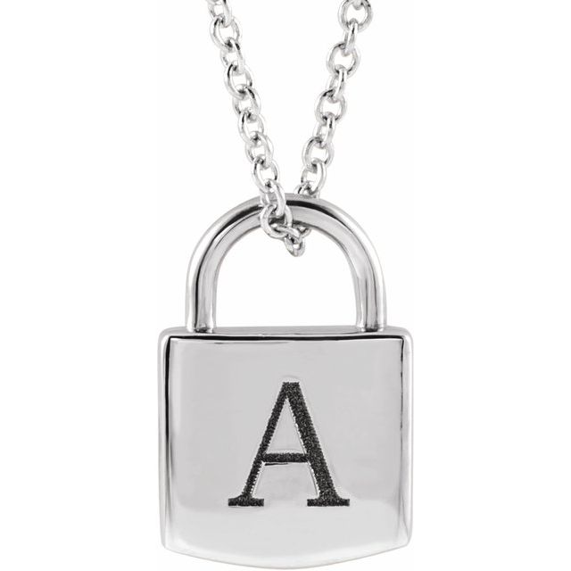 14k Gold Engravable Lock 16-18" Necklace