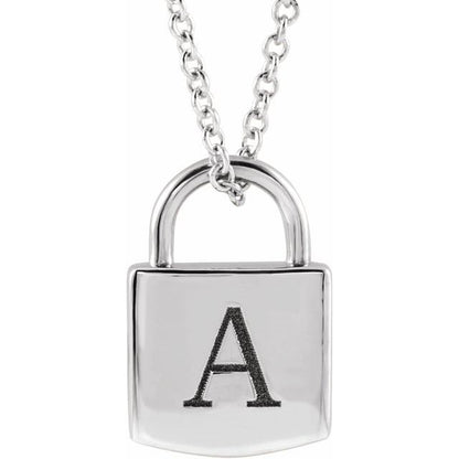 14k Gold Engravable Lock 16-18" Necklace