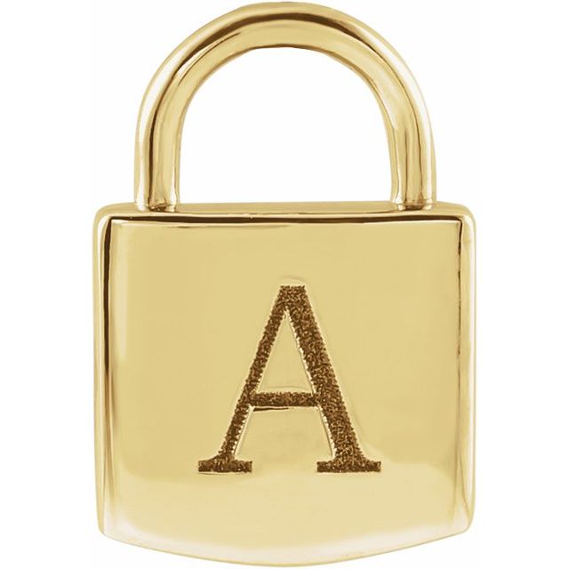 14K Gold Engravable Lock Pendant