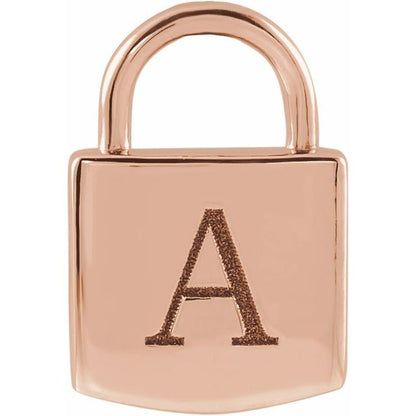 14K Gold Engravable Lock Pendant