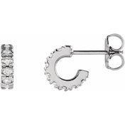 14K White 1/4 CTW Lab-Grown Diamond French-Set Huggie Hoop Earrings