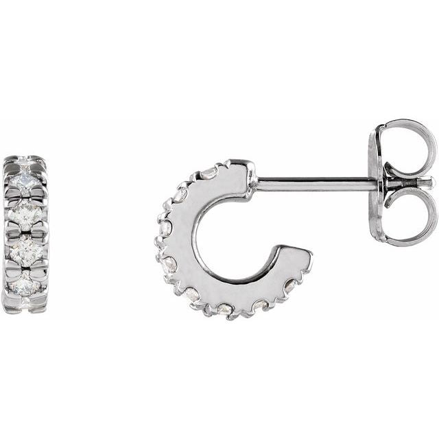 14K White 1/4 CTW Lab-Grown Diamond French-Set Huggie Hoop Earrings