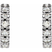 14K White 1/3 CTW Lab-Grown Diamond French-Set 10 mm Huggie Hoop Earrings