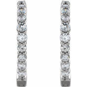 14K White 1 CTW Lab-Grown Diamond Inside-Outside Hinged 19.3 mm Hoop Earrings