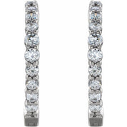 14K White 1 CTW Lab-Grown Diamond Inside-Outside Hinged 19.3 mm Hoop Earrings