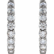 14K White 2 CTW Lab-Grown Diamond Inside-Outside Hinged 20 mm Hoop Earrings