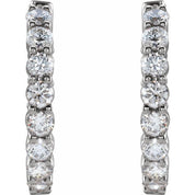 14K White 2 CTW Lab-Grown Diamond Inside-Outside Hinged 20 mm Hoop Earrings