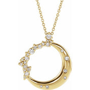 14K Lab-Grown Diamond Bezel-Set and Crescent Moon Necklace 16-18" Length