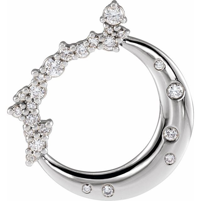 14K White 1/4 CTW Lab-Grown Diamond Crescent Moon Pendant